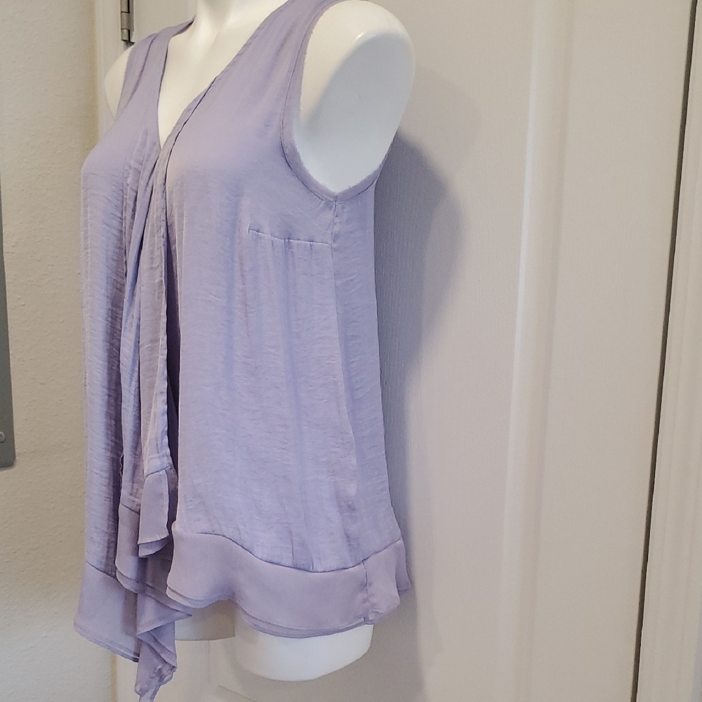 Simply Vera Vera Wang Lavender Sleeveless V-Neck Ruffle-Trim Camisole - Picture 3 of 11